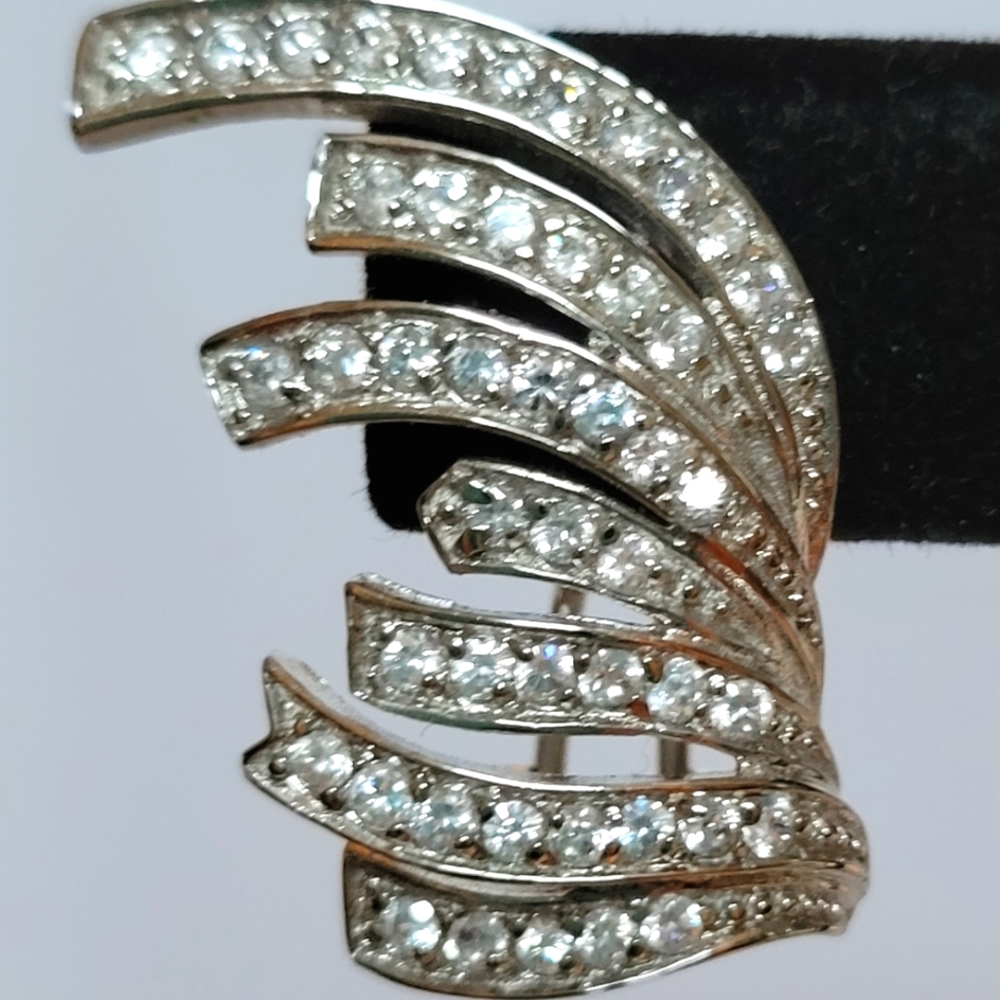 Elegant silver earrings with crystals for pierced ears. Stamped 925.